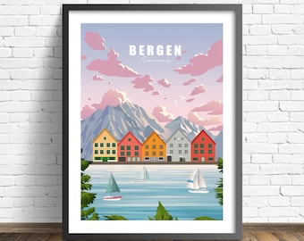 Bergen  Print | Norway Poster | Travel Poster