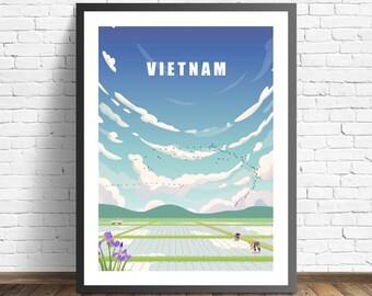 Vietnam Rice Fields Travel Print , Affiche de la campagne de Sapa