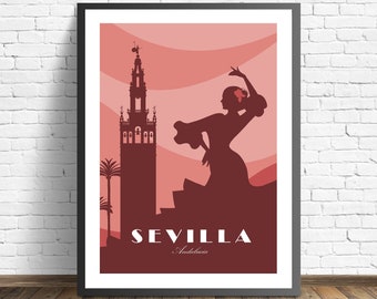 Sevilla Poster | Andalusia Print |  flamenco Art Print