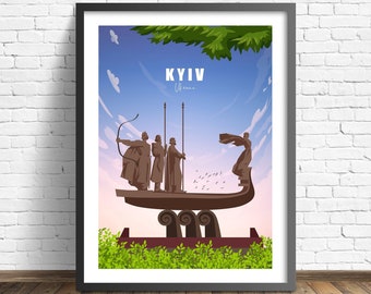 Kyiv  Print | Ukraine Poster | Monument of the Founders of Kyiv