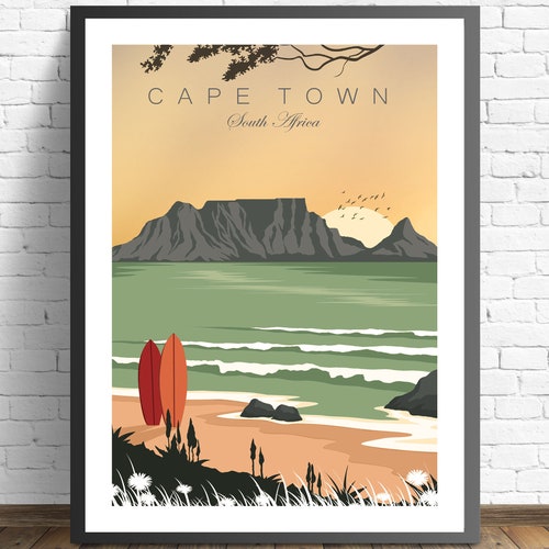 Cape Town City Map Art Print / South Africa Wall Art Line Etsy