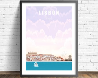 Lisbon Poster ,  Portugal Print , Travel Poster