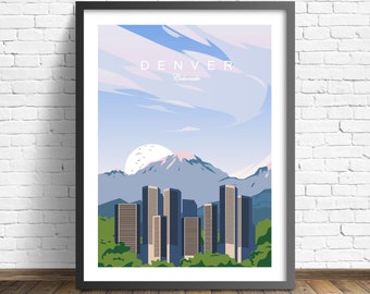 Denver Poster | Colorado Travel Print | Denver Wall art
