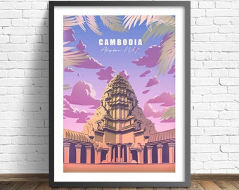 Cambodia  Travel Poster | Angkor Wat Print
