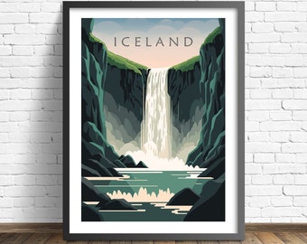 Iceland Travel print | Iceland Poster | Waterfall Wall art