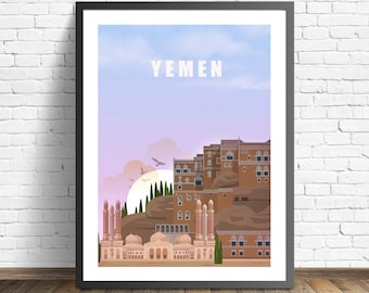 Yemen  Print , Sana’a Poster , Dar al Hajar Poster