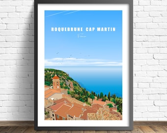 Roquebrune-Cap-Martin Poster | French Riviera Print | Monaco art Print | Menton