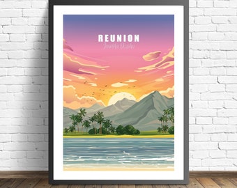 Reunion Island Print | Indian Ocean Poster | Travel Poster