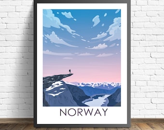Norway Travel Poster  | Trolltunga Print