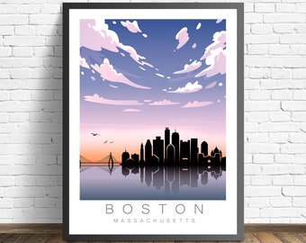 Boston Poster | Massachusetts Print | Travel Poster