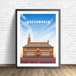 Copenhague Travel Print , Danemark Affiche