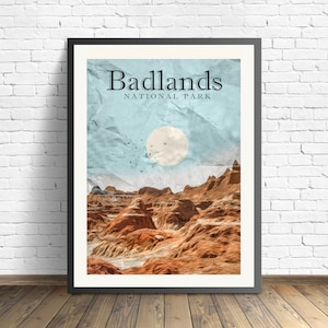 Badlands National Park Travel Poster  South Dakota Print