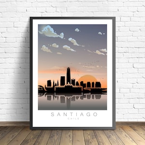 Santiago Travel Print  , Chile Poster