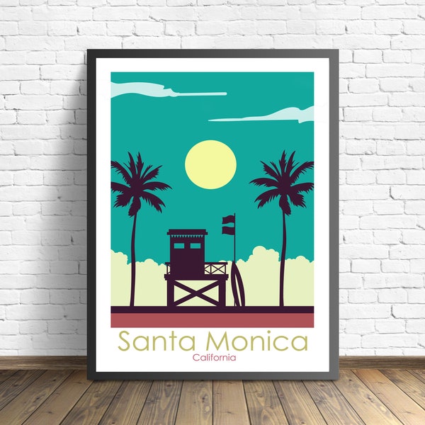 Santa Monica Reiseposter, Kalifornien Print