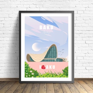 Baku poster | Azerbaijan print , Travel Poster