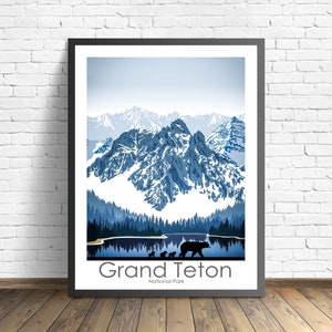 Grand Teton National Park Poster , Wyoming Travel Print