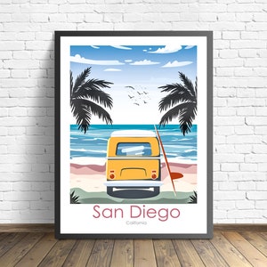 San Diego  travel poster ,  California Surf RV Print