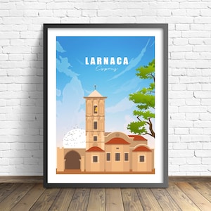 Larnaca  Travel Poster , Cyprus Print