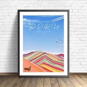 Peru Print , Rainbow Mountain Poster , Cusco Poster