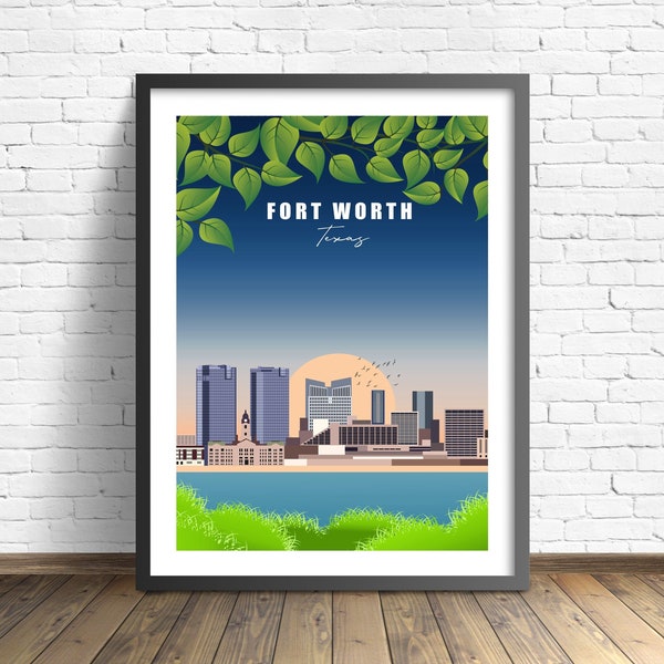Fort Worth Travel Poster , Texas Print