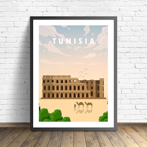 Tunisie Imprimer | El Jem Affiche | Affiche de voyage