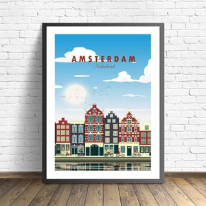 Affiche Amsterdam | Impression néerlandaise | Affiche de voyage