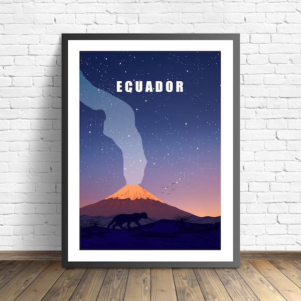 Ecuador Print |  Das Poster | Ecuador Vulkan Kunstdruck