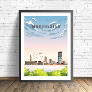 Manchester Travel Poster |  England Print  | United Kingdom Art Print