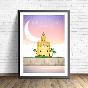 Sevilla Reiseposter | Andalusien Druck |  Torre del Oro