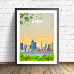 Cartel de viaje a Wuhan, China Print imagen 1