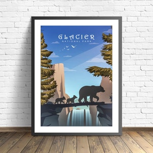 Glacier National Park travel Print | US National Park Travel Print | Montana Poster