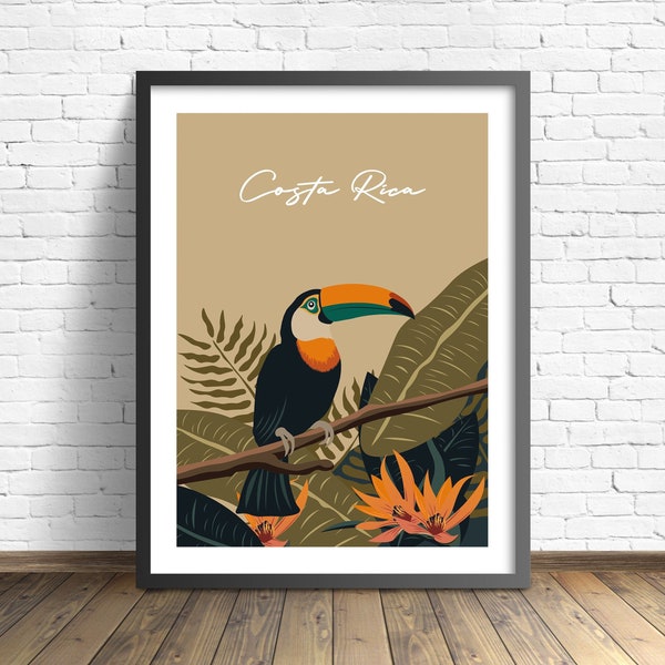 Costa Rica Poster | Toucan Print | Caribbean Wall art