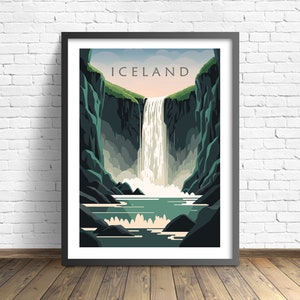 Voyage en Islande impression | Affiche de l'Islande | Art mural cascade