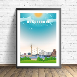 Düsseldorf Travel Poster , Duitsland Print