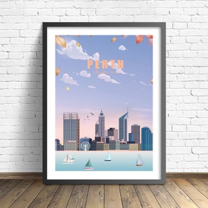 Perth Travel Poster , Australië Print
