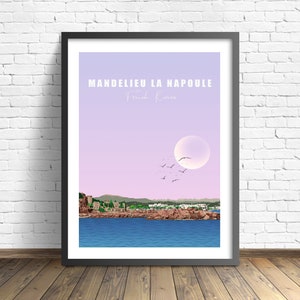 Mandelieu-la-Napoule Print , French Riviera Poster , France travel poster image 1