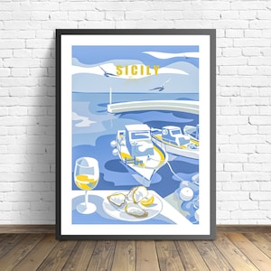 Sicily Travel Poster  , Italy  Print