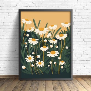 Chamomile flowers Print , Chamomile Poster , Chamomile Boho wall art , Chamomile  Artwork , Botanical Print,