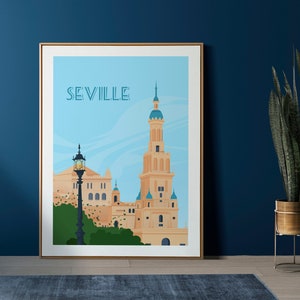 Seville Travel Poster | Andalusia Print |  Spain Wall art | Catedral de Sevilla and La Giralda