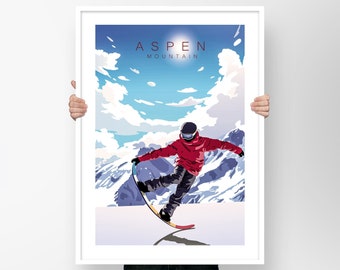 Aspen Mountain Snowboarding Poster | Colorado Print