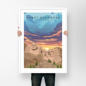 Impression du Mémorial national du mont Rushmore, affiche du Dakota du Sud | Affiche de voyage