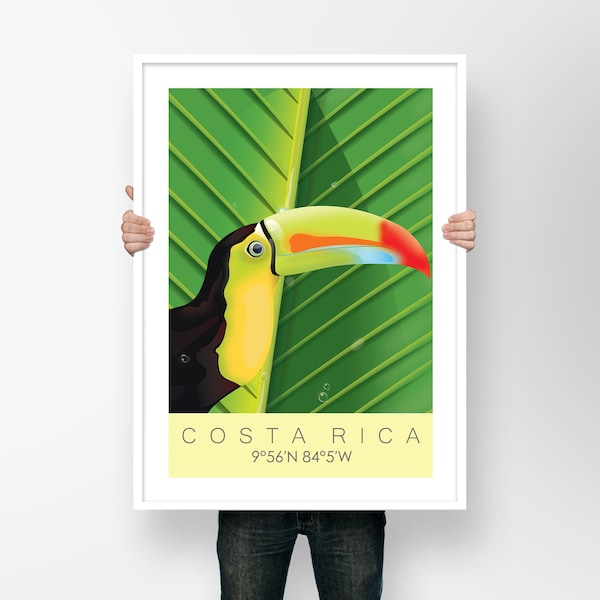 Costa Rica Poster | Toucan Print | Caribbean art