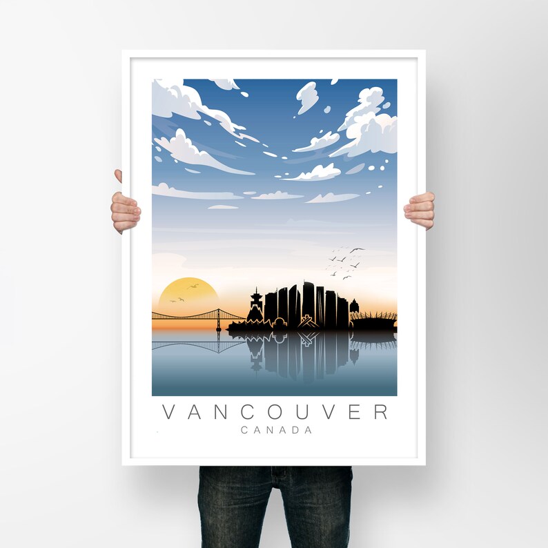 Vancouver Print Canada Poster Travel Poster Etsy