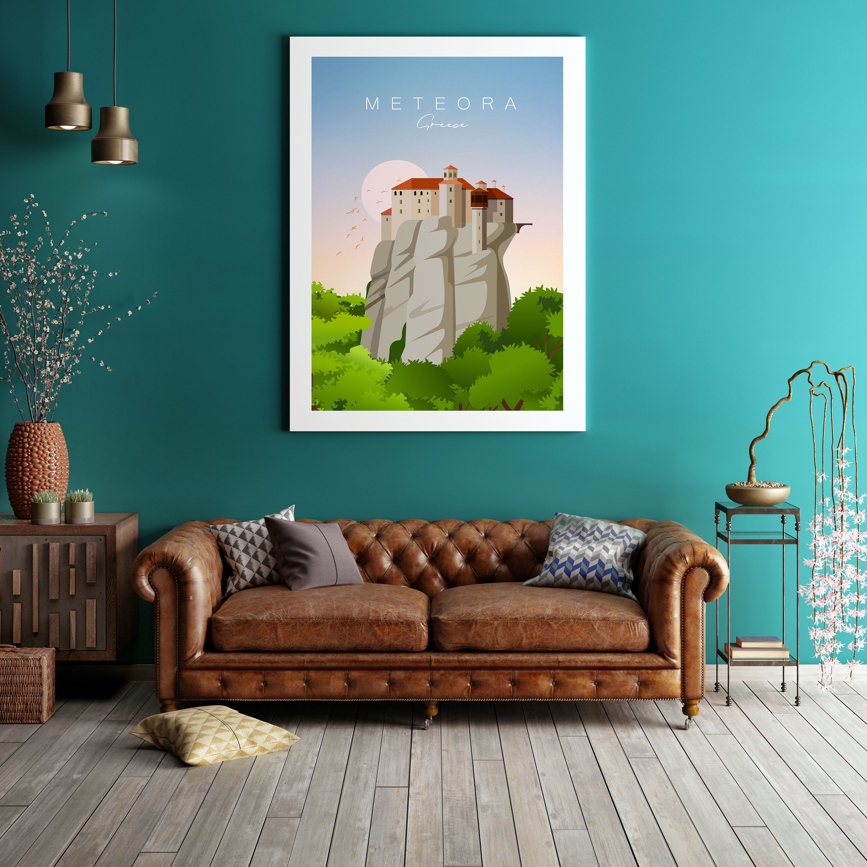 Discover Meteora Voyage Grèce Vintage Poster