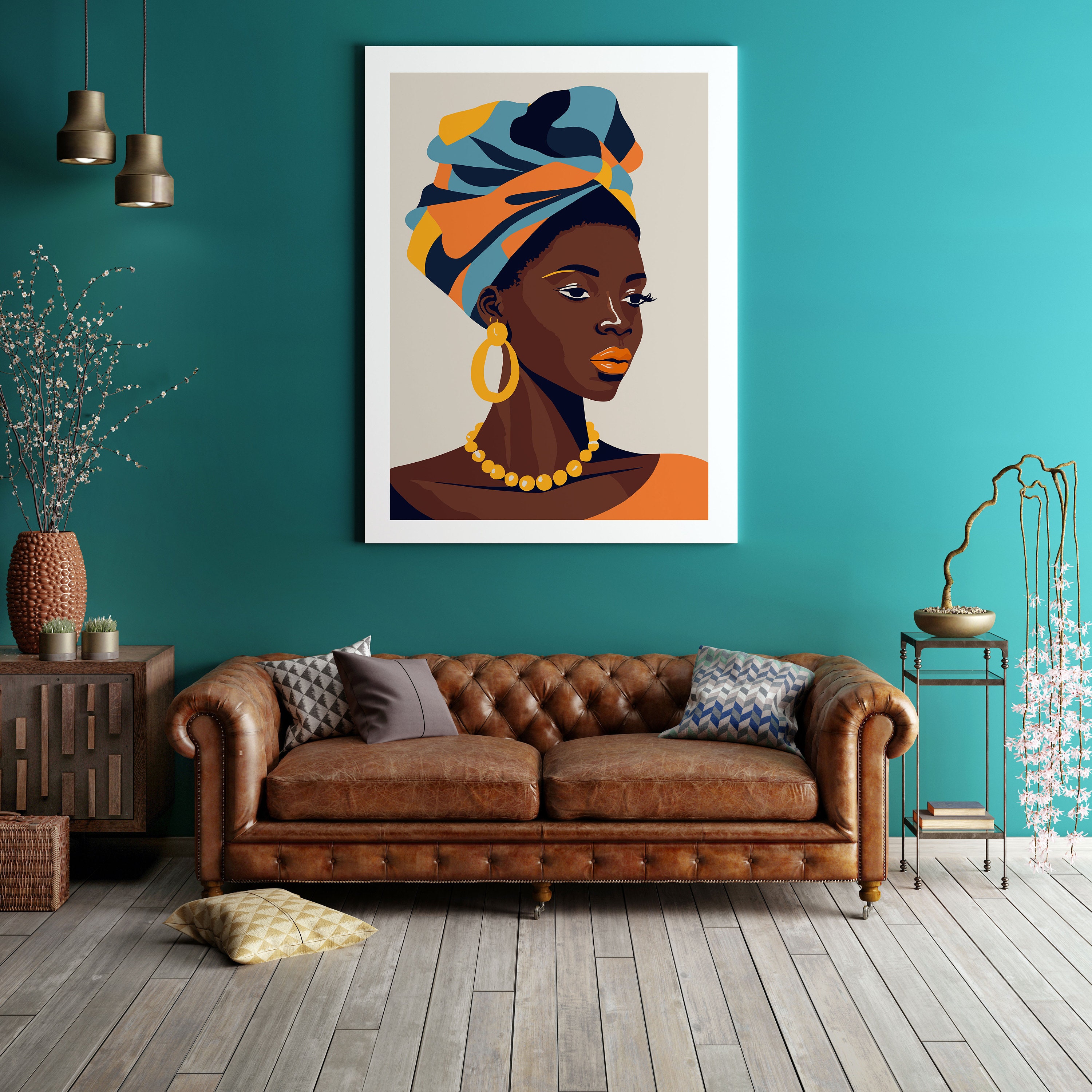 African Woman Portrait Poster Afro Ethnic Motive Print , African Woman ...