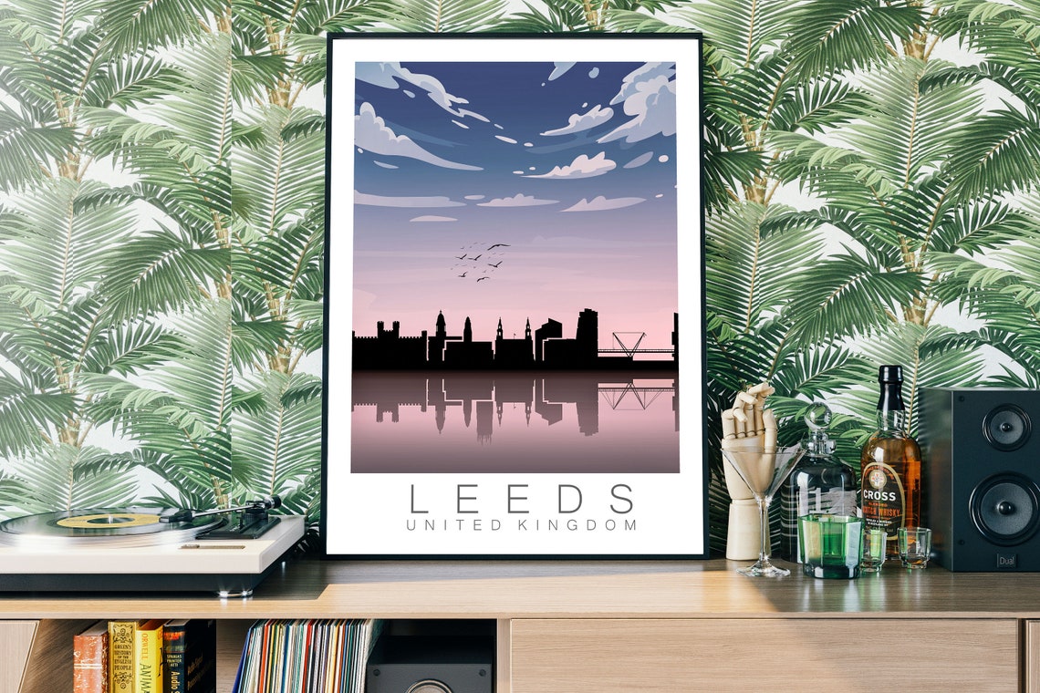 Leeds RoyaumeUni Travel Poster Art Print Leeds Travel Print Etsy