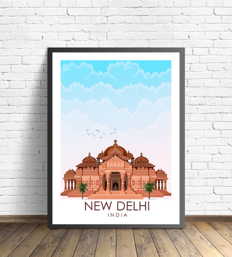 New Delhi India Travel Poster New Delhi Travel Print Etsy