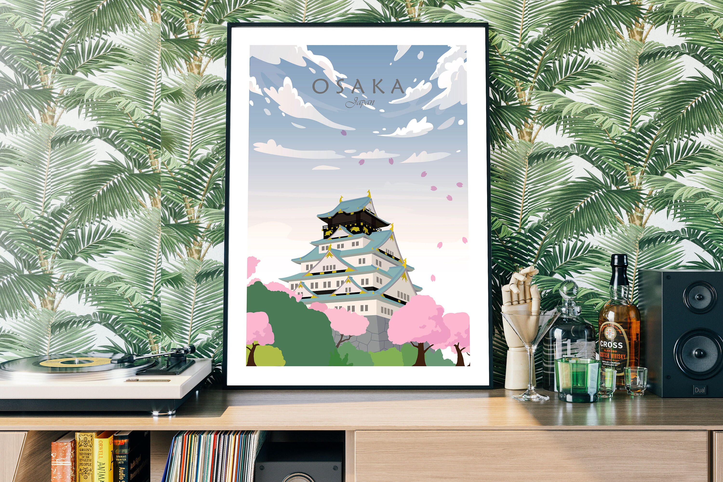 Discover Osaka Japon Paysage Japonais Vintage Poster