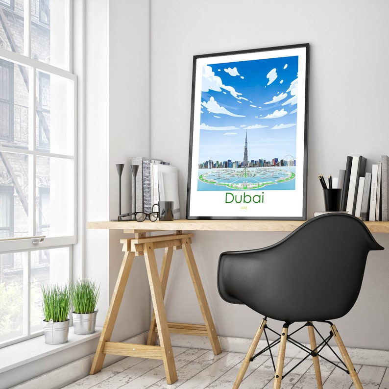 Dubai Tarvel Poster , Burj Khalifa Print , UAE Art Print Etsy