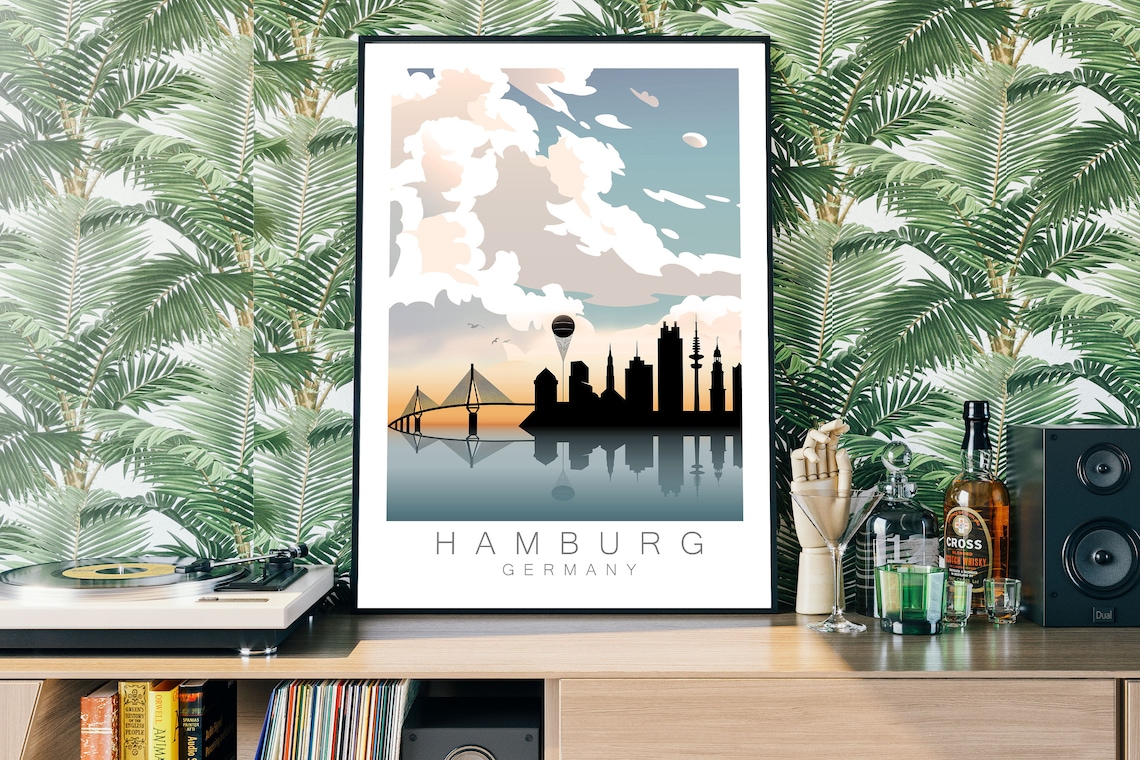 Hambourg Allemagne Travel Poster Art Print Hamburg Travel Etsy